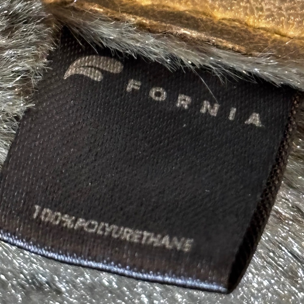 FORNIA Womens Faux Leather Fur Lined Vest Olive Green Moto Zip Pockets Size M - Picture 11 of 12